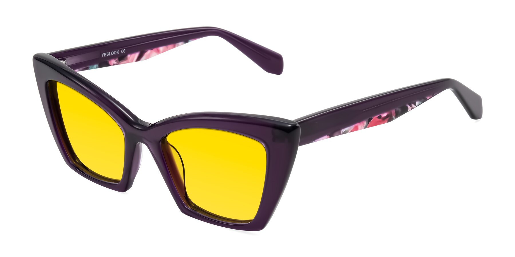 Angle of Wayar in Eggplant with Yellow Tinted Lenses