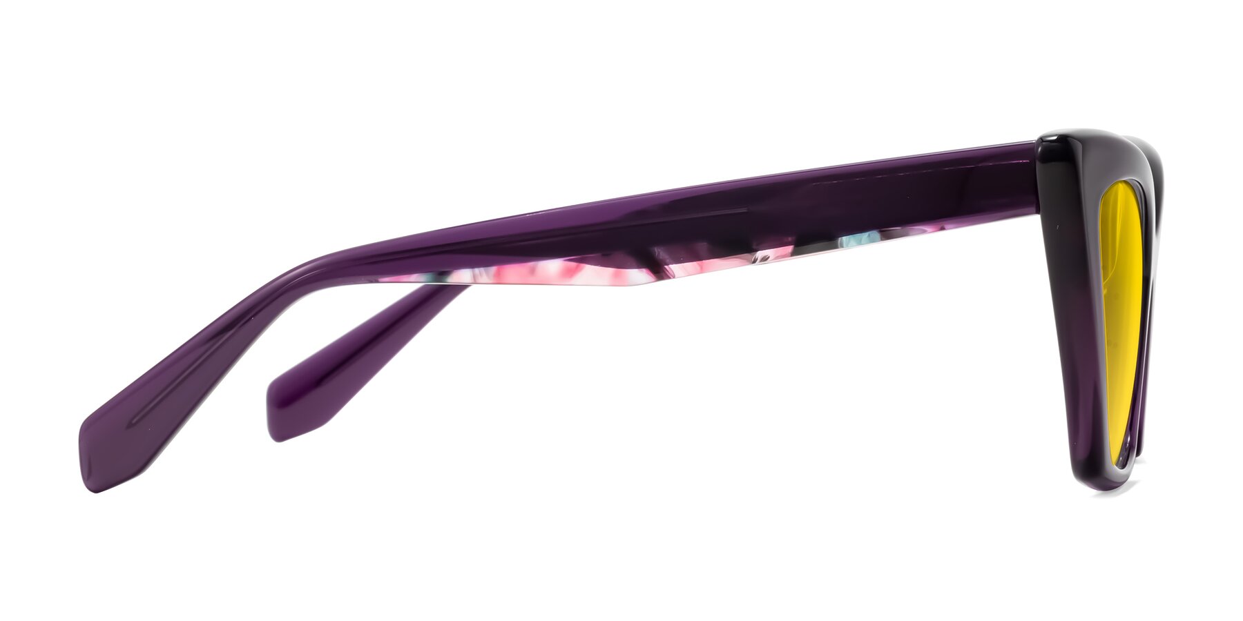 Side of Wayar in Eggplant with Yellow Tinted Lenses