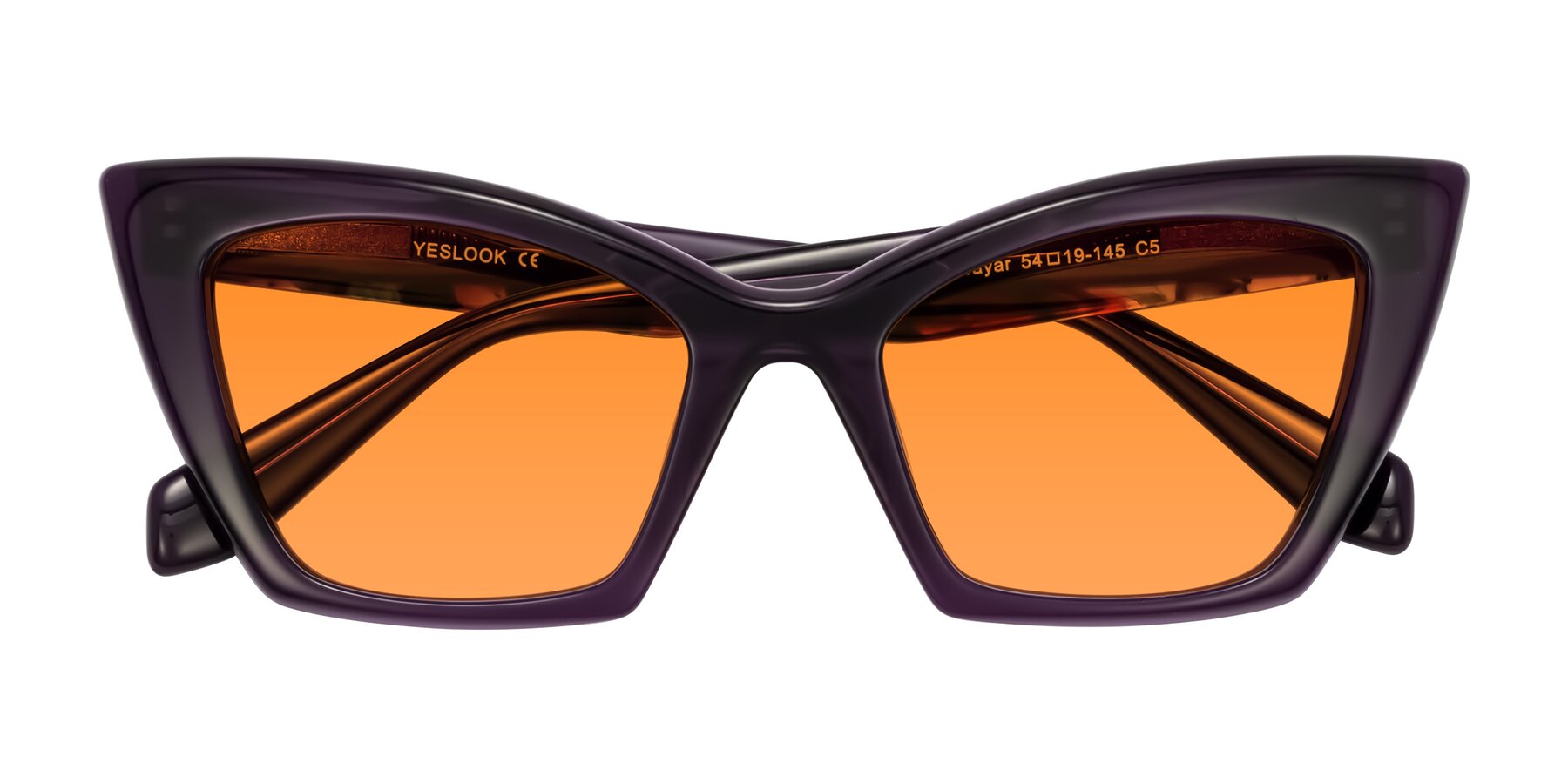 Folded Front of Wayar in Eggplant with Orange Tinted Lenses