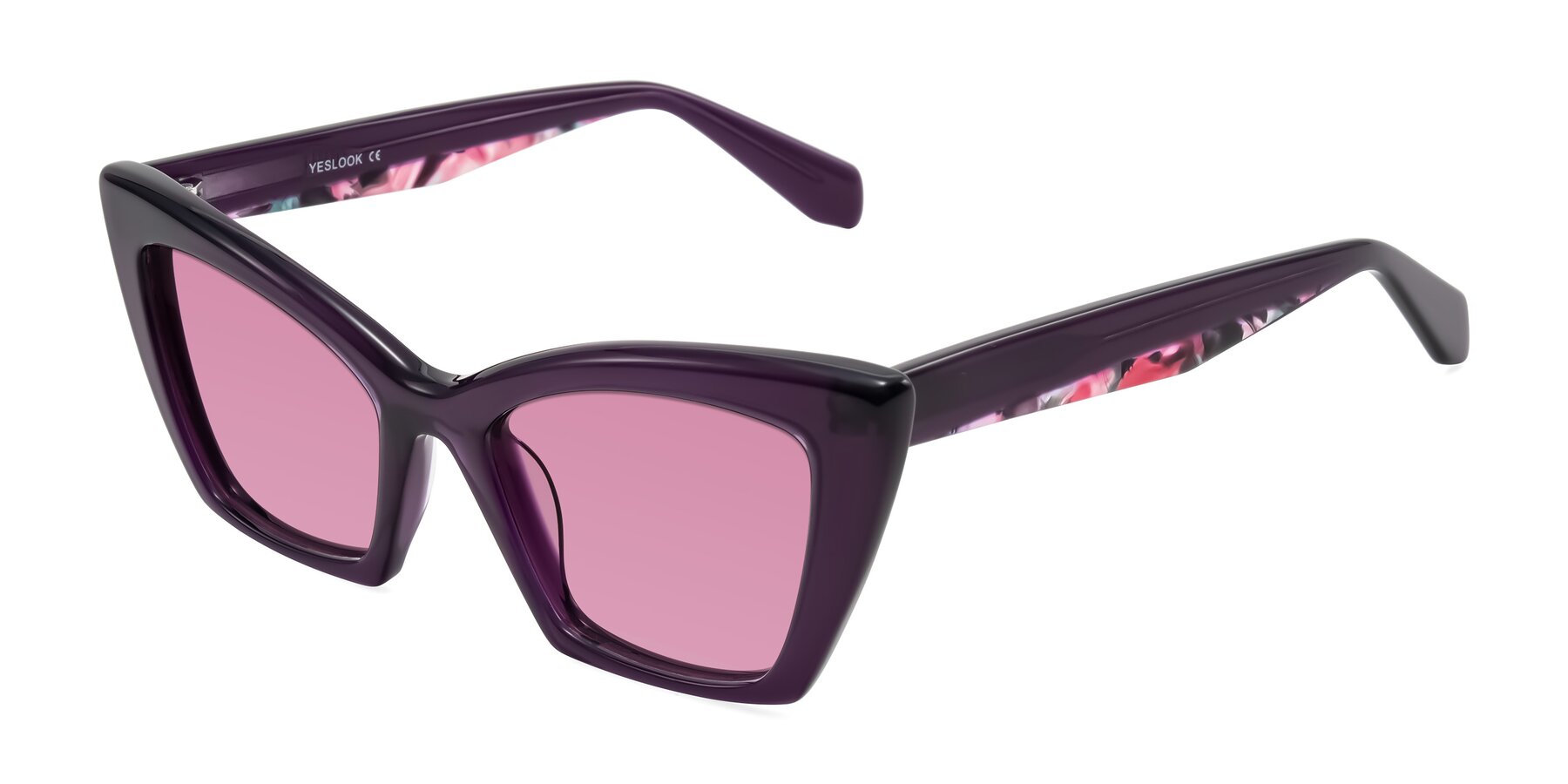 Angle of Wayar in Eggplant with Medium Wine Tinted Lenses