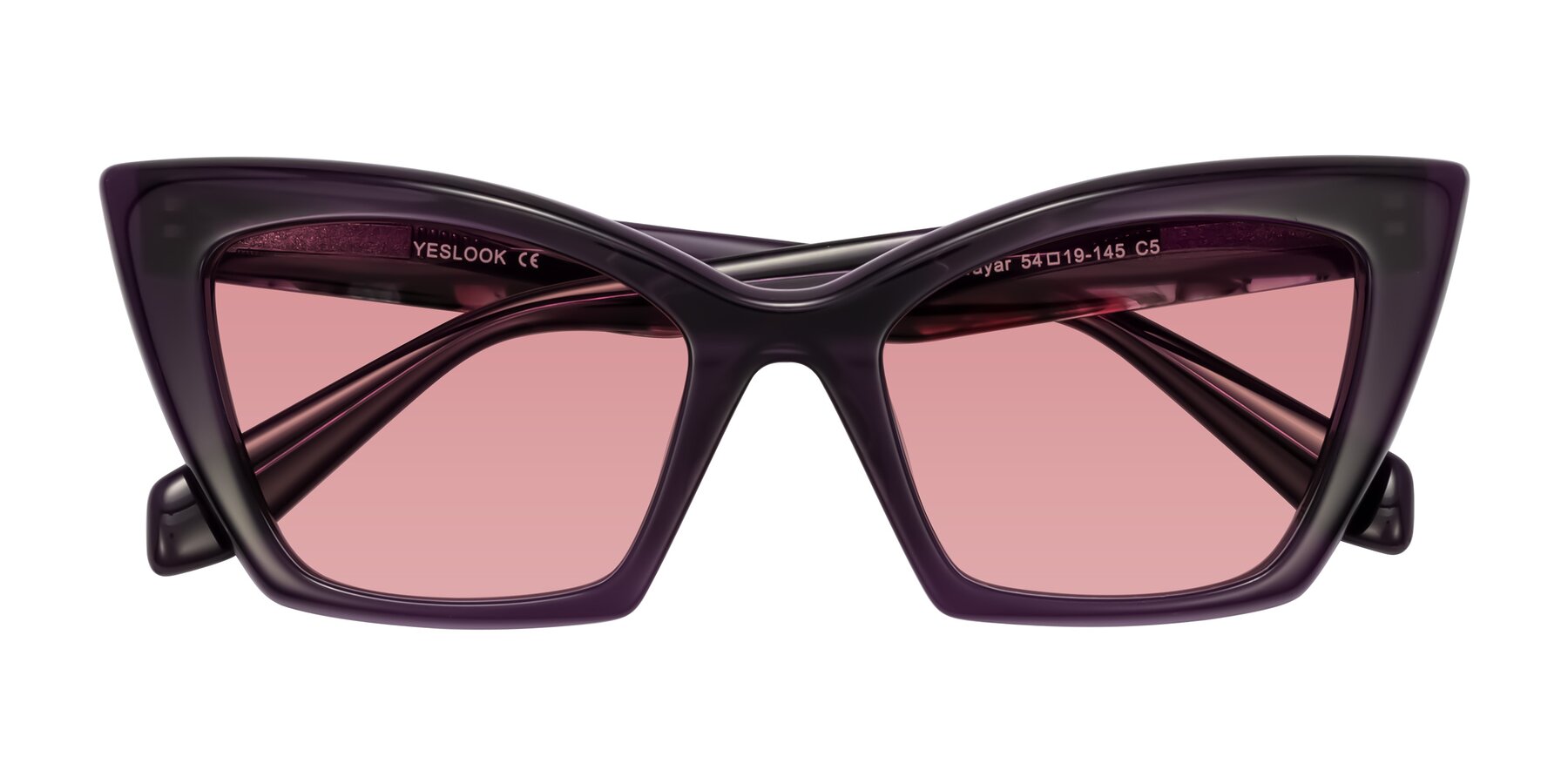Folded Front of Wayar in Eggplant with Medium Garnet Tinted Lenses