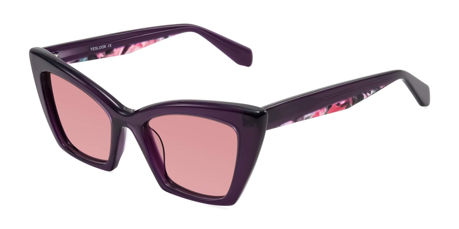 Angle of Wayar in Eggplant with Medium Garnet Tinted Lenses