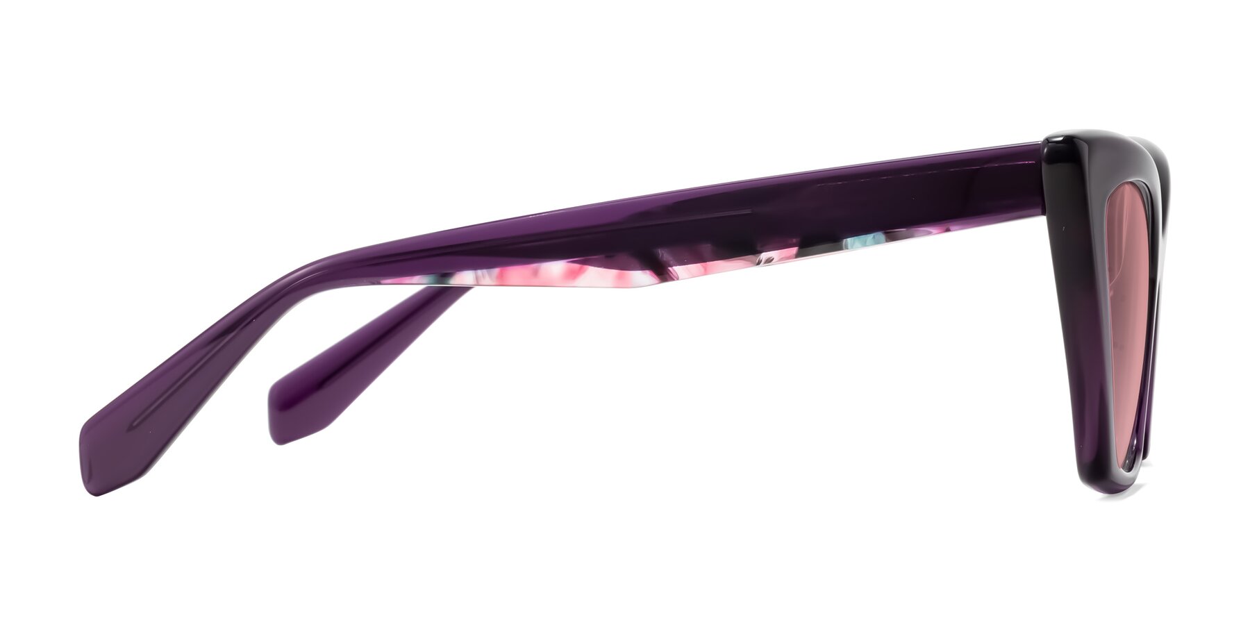 Side of Wayar in Eggplant with Medium Garnet Tinted Lenses