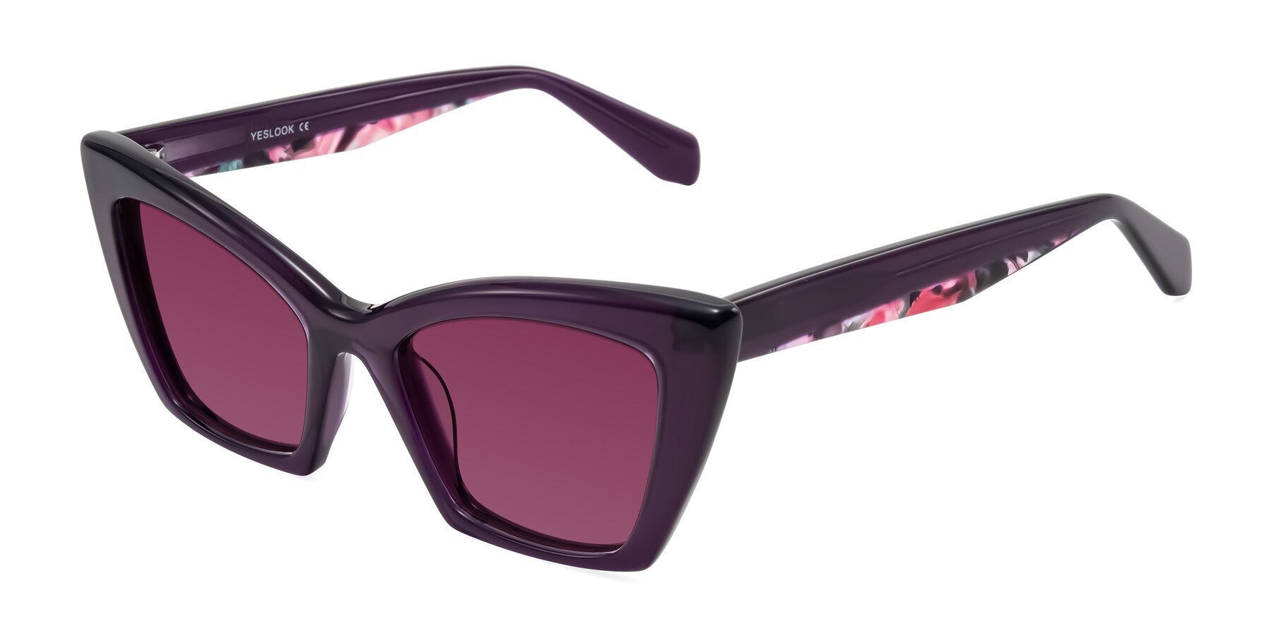 Angle of Wayar in Eggplant with Wine Tinted Lenses