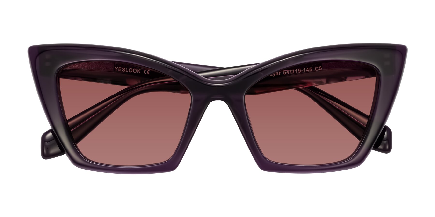 Folded Front of Wayar in Eggplant with Garnet Tinted Lenses