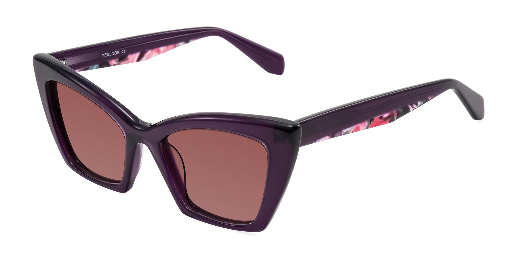 Angle of Wayar in Eggplant with Garnet Tinted Lenses