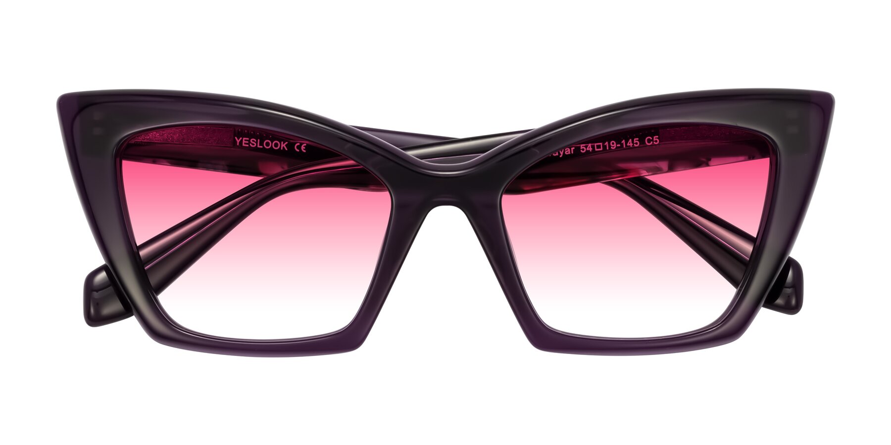 Folded Front of Wayar in Eggplant with Pink Gradient Lenses