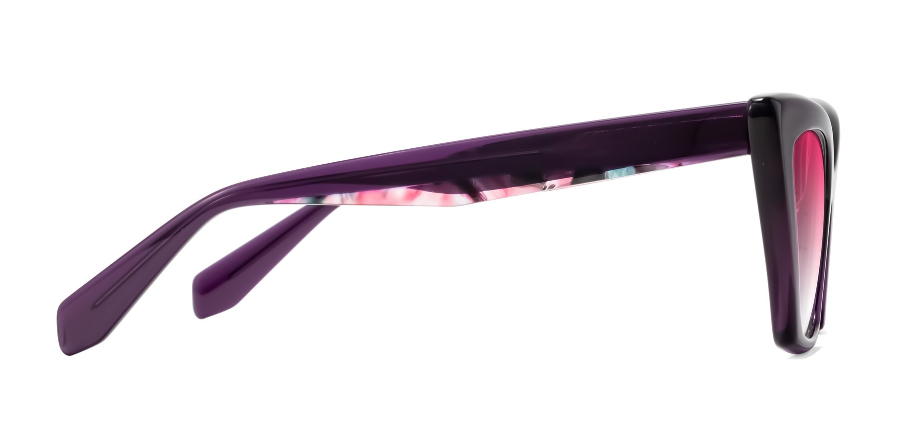 Side of Wayar in Eggplant with Pink Gradient Lenses