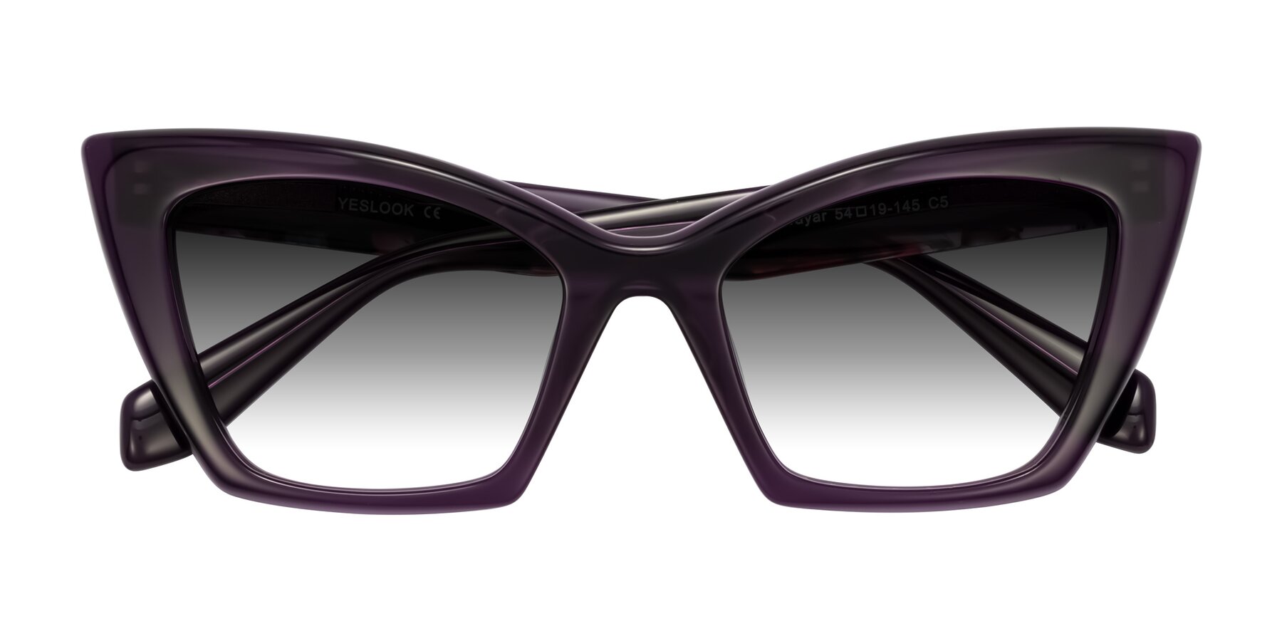 Folded Front of Wayar in Eggplant with Gray Gradient Lenses