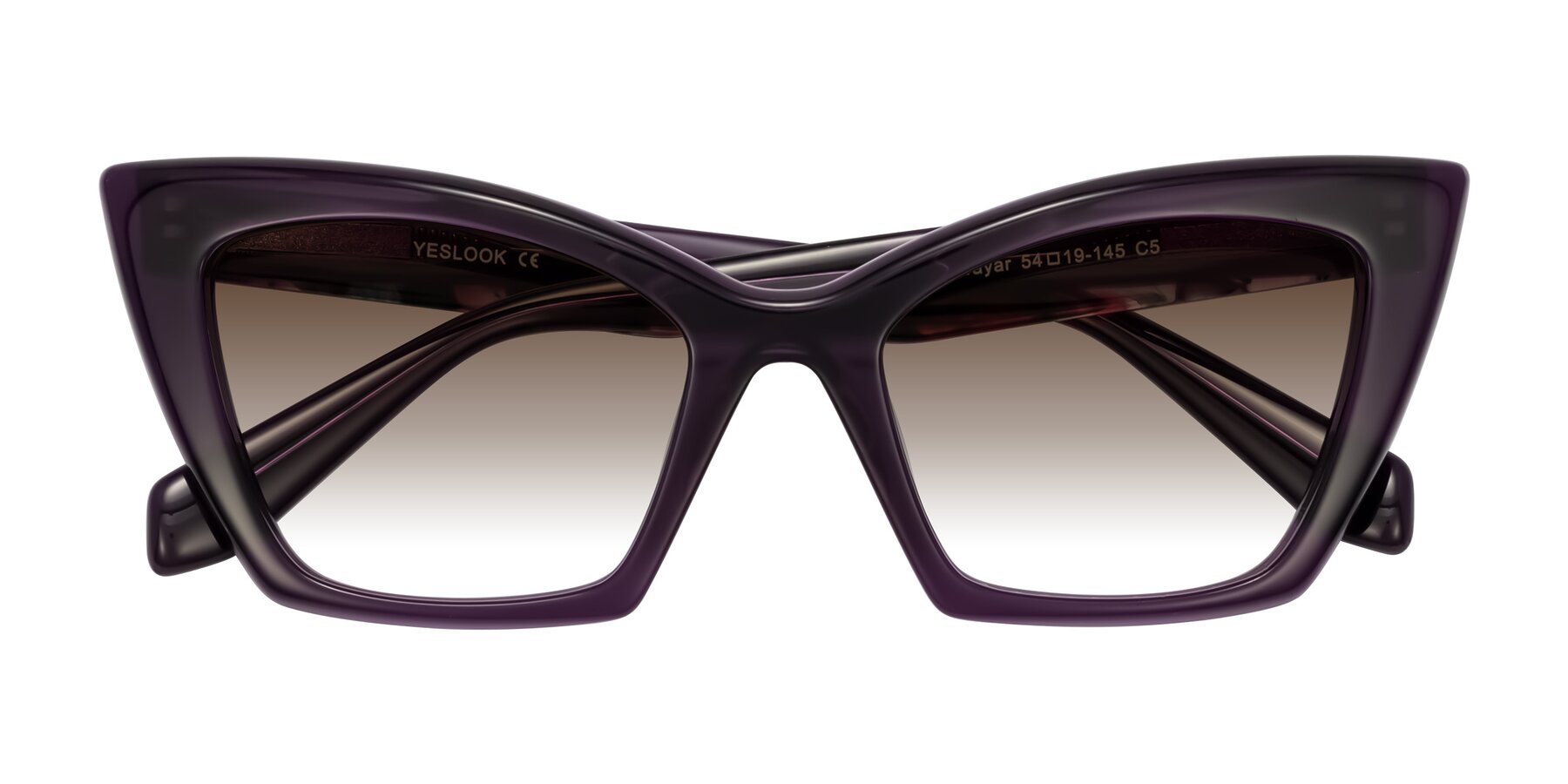 Folded Front of Wayar in Eggplant with Brown Gradient Lenses