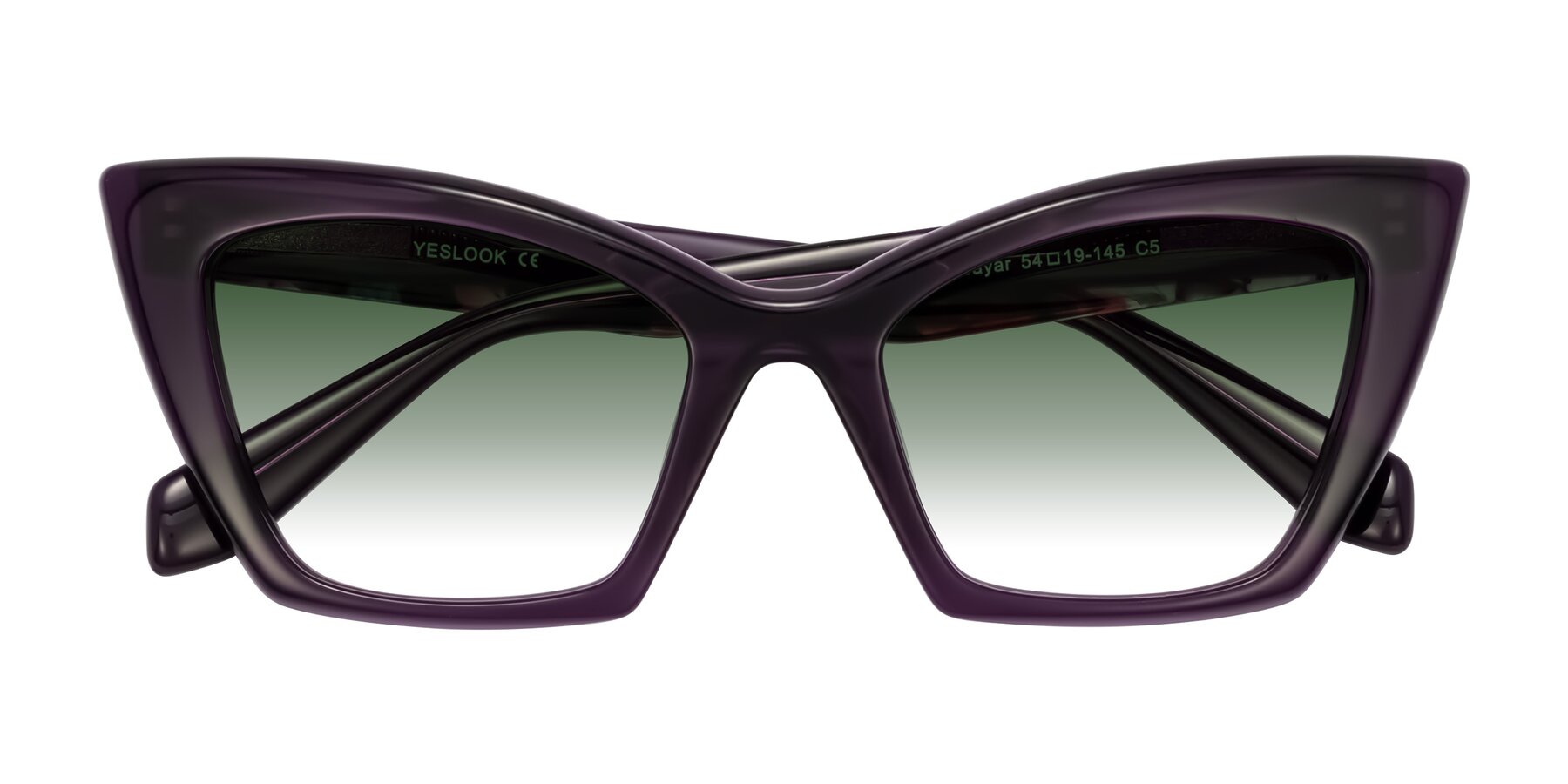 Folded Front of Wayar in Eggplant with Green Gradient Lenses