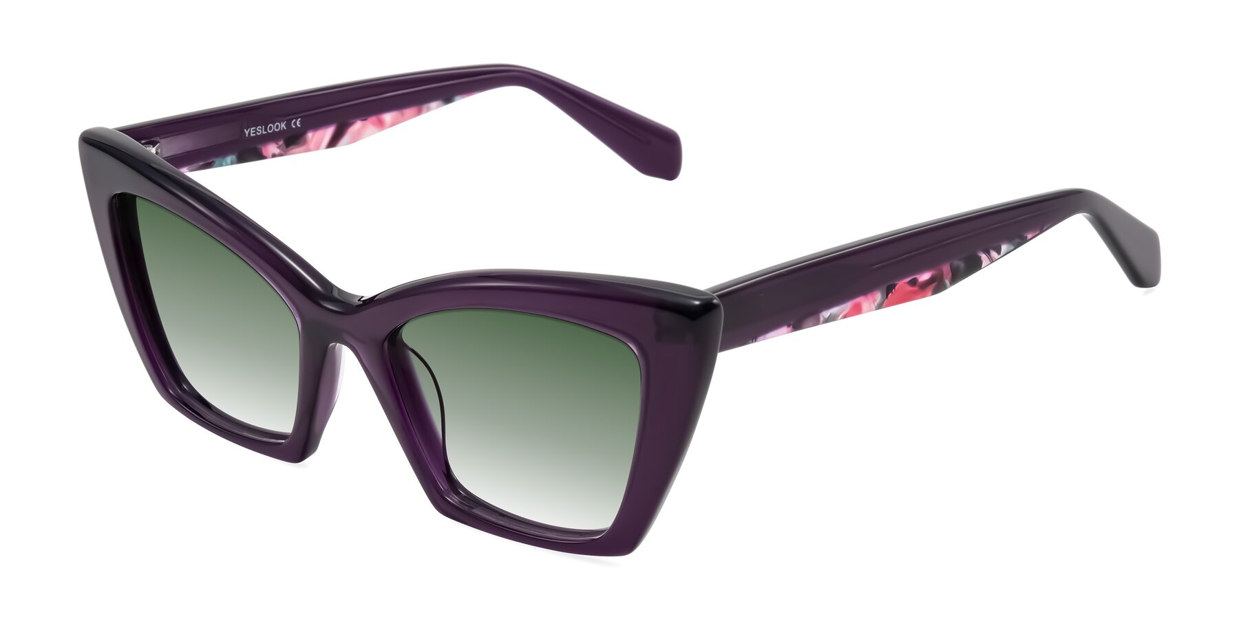 Angle of Wayar in Eggplant with Green Gradient Lenses