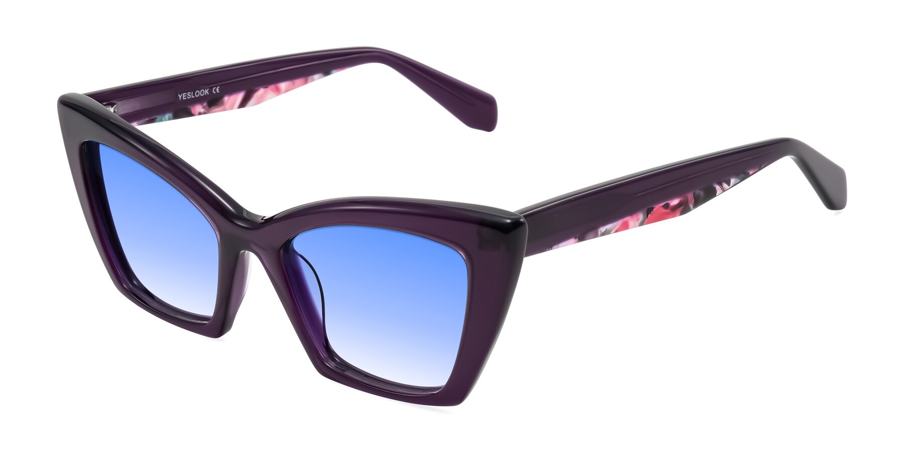 Angle of Wayar in Eggplant with Blue Gradient Lenses