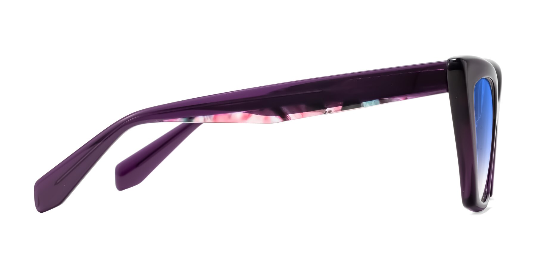 Side of Wayar in Eggplant with Blue Gradient Lenses