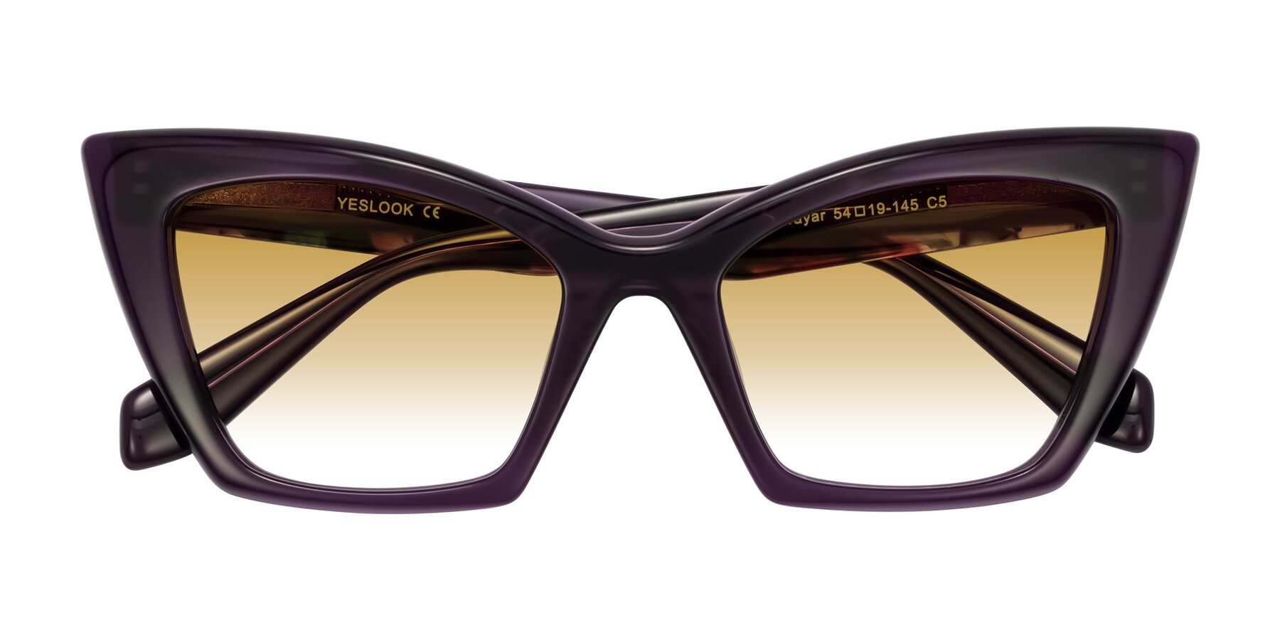 Folded Front of Wayar in Eggplant with Champagne Gradient Lenses