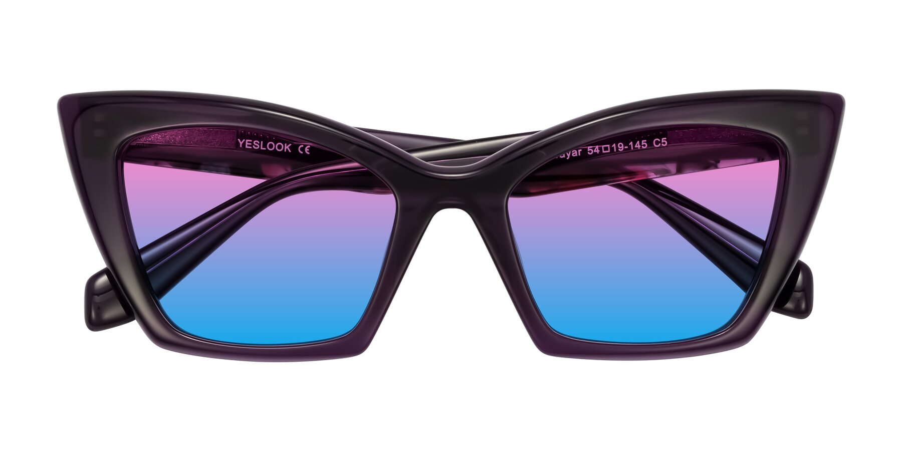 Folded Front of Wayar in Eggplant with Pink / Blue Gradient Lenses