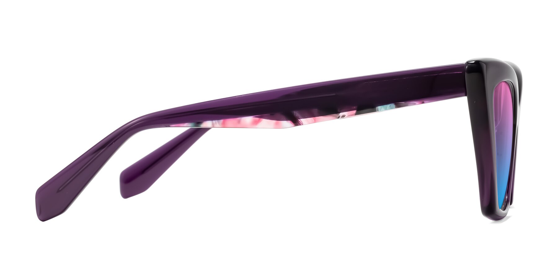 Side of Wayar in Eggplant with Pink / Blue Gradient Lenses