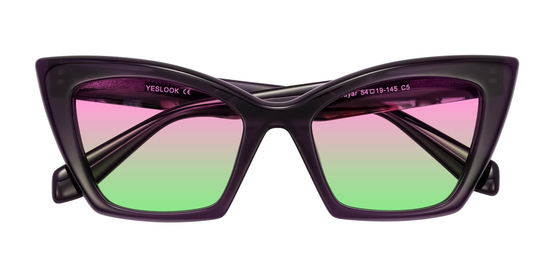 Folded Front of Wayar in Eggplant with Pink / Green Gradient Lenses