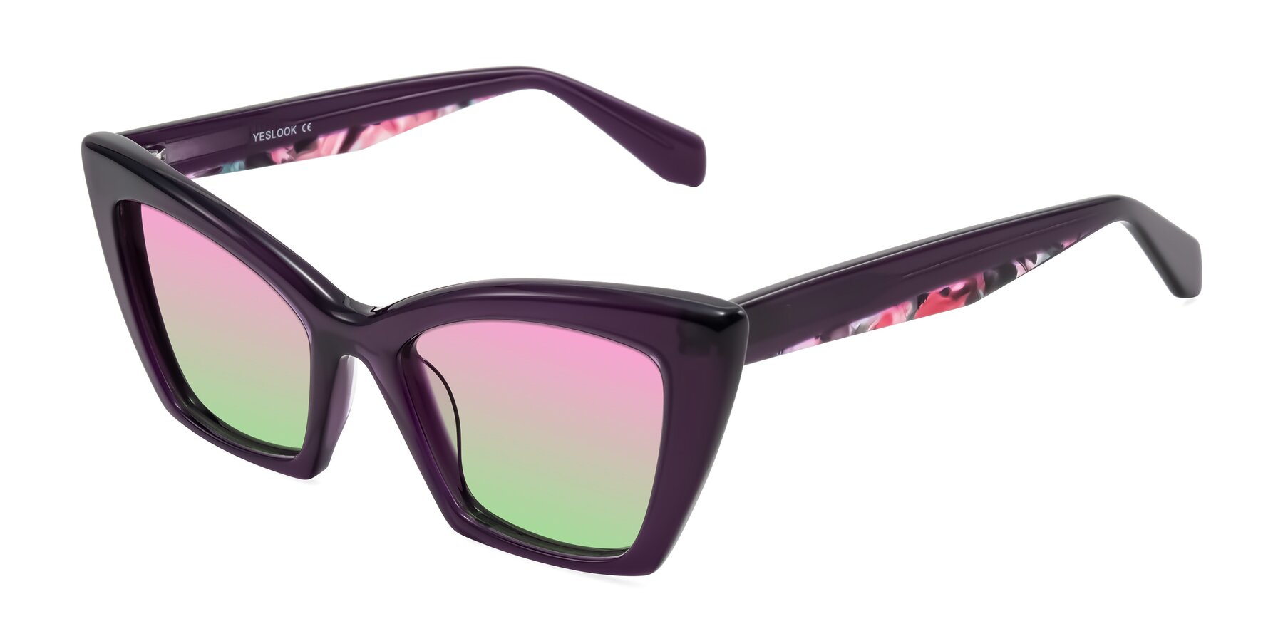 Angle of Wayar in Eggplant with Pink / Green Gradient Lenses