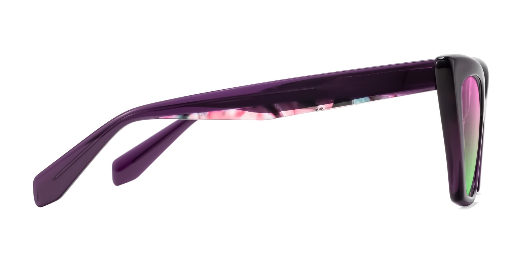 Side of Wayar in Eggplant with Pink / Green Gradient Lenses