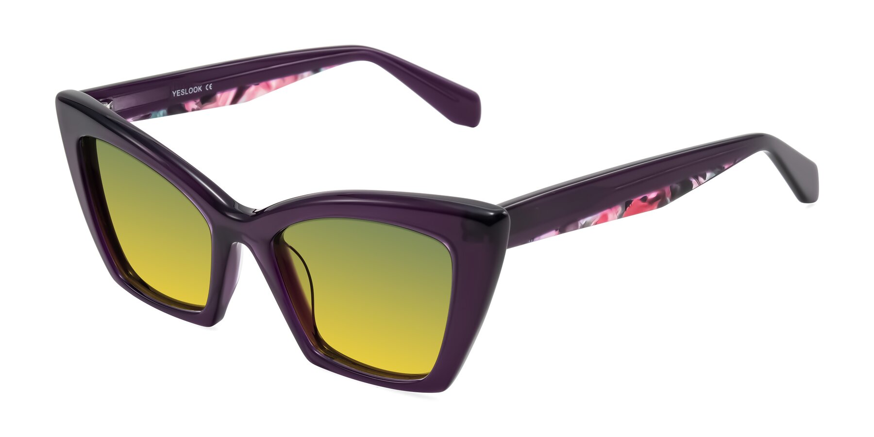 Angle of Wayar in Eggplant with Green / Yellow Gradient Lenses
