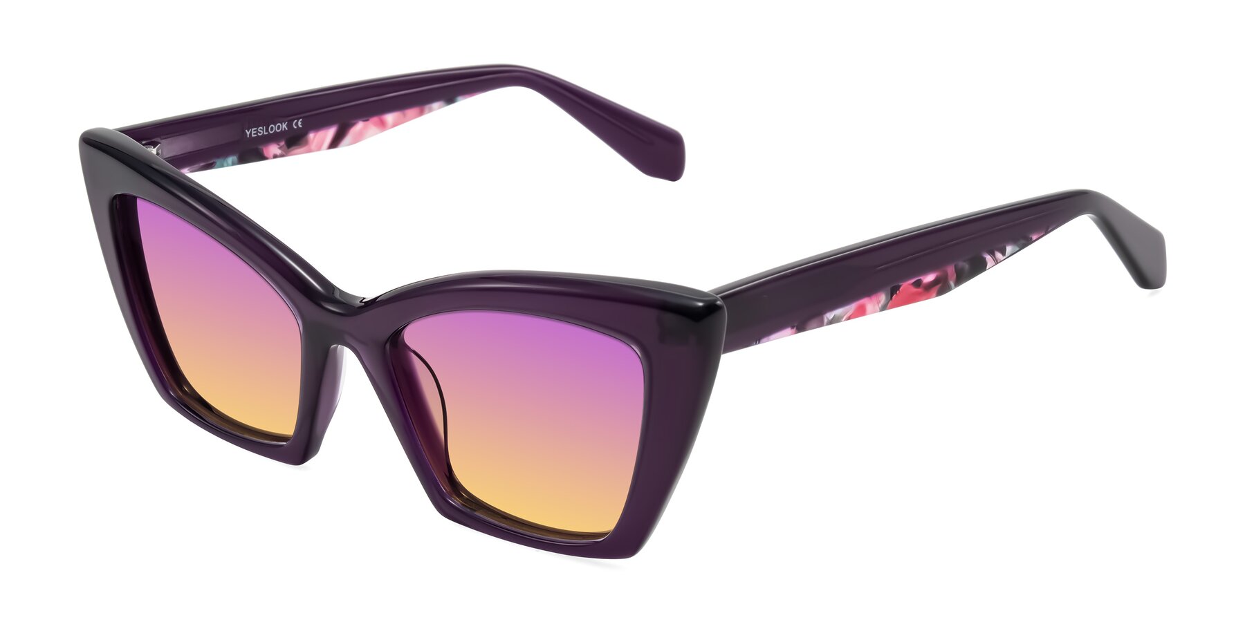 Angle of Wayar in Eggplant with Purple / Yellow Gradient Lenses