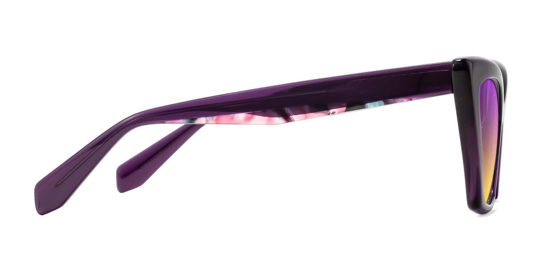 Side of Wayar in Eggplant with Purple / Yellow Gradient Lenses