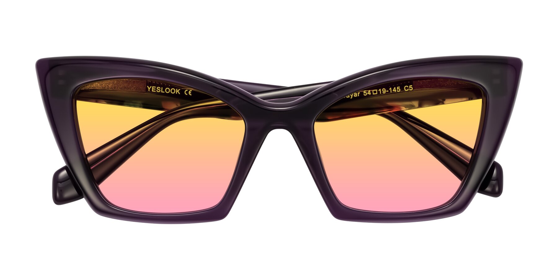 Folded Front of Wayar in Eggplant with Yellow / Pink Gradient Lenses
