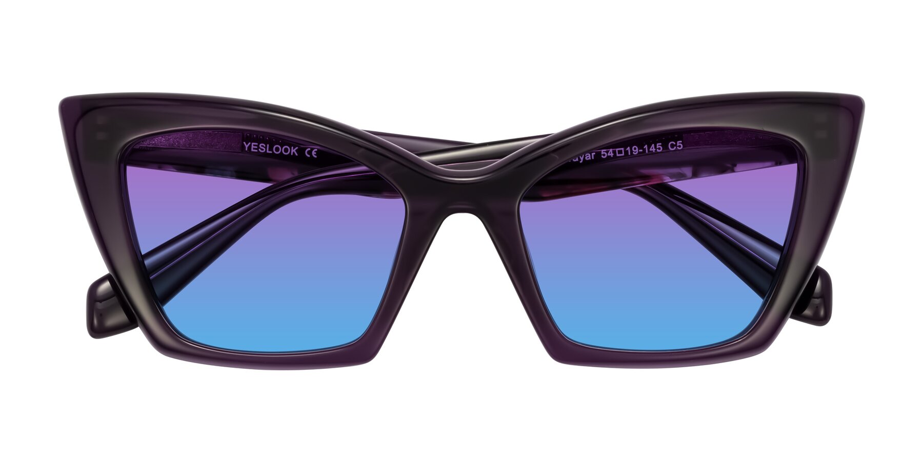 Folded Front of Wayar in Eggplant with Purple / Blue Gradient Lenses