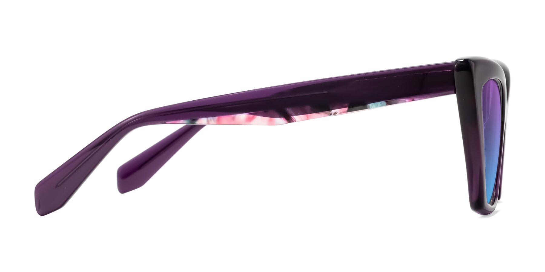 Side of Wayar in Eggplant with Purple / Blue Gradient Lenses