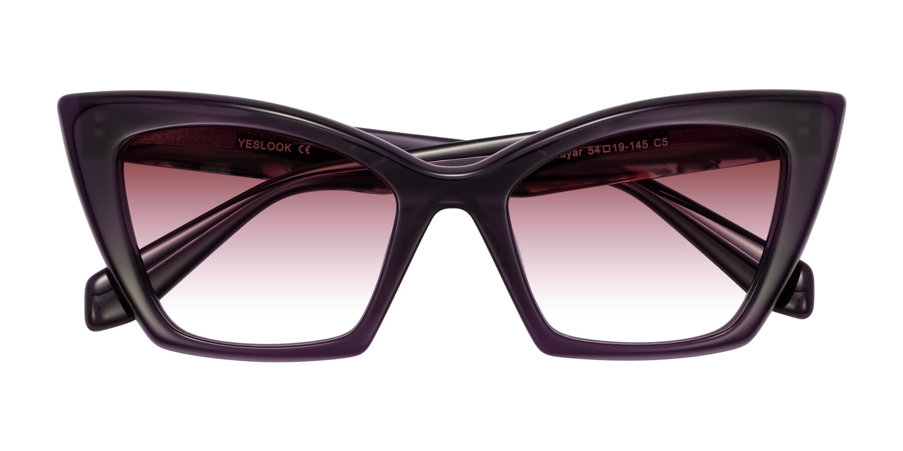 Folded Front of Wayar in Eggplant with Garnet Gradient Lenses