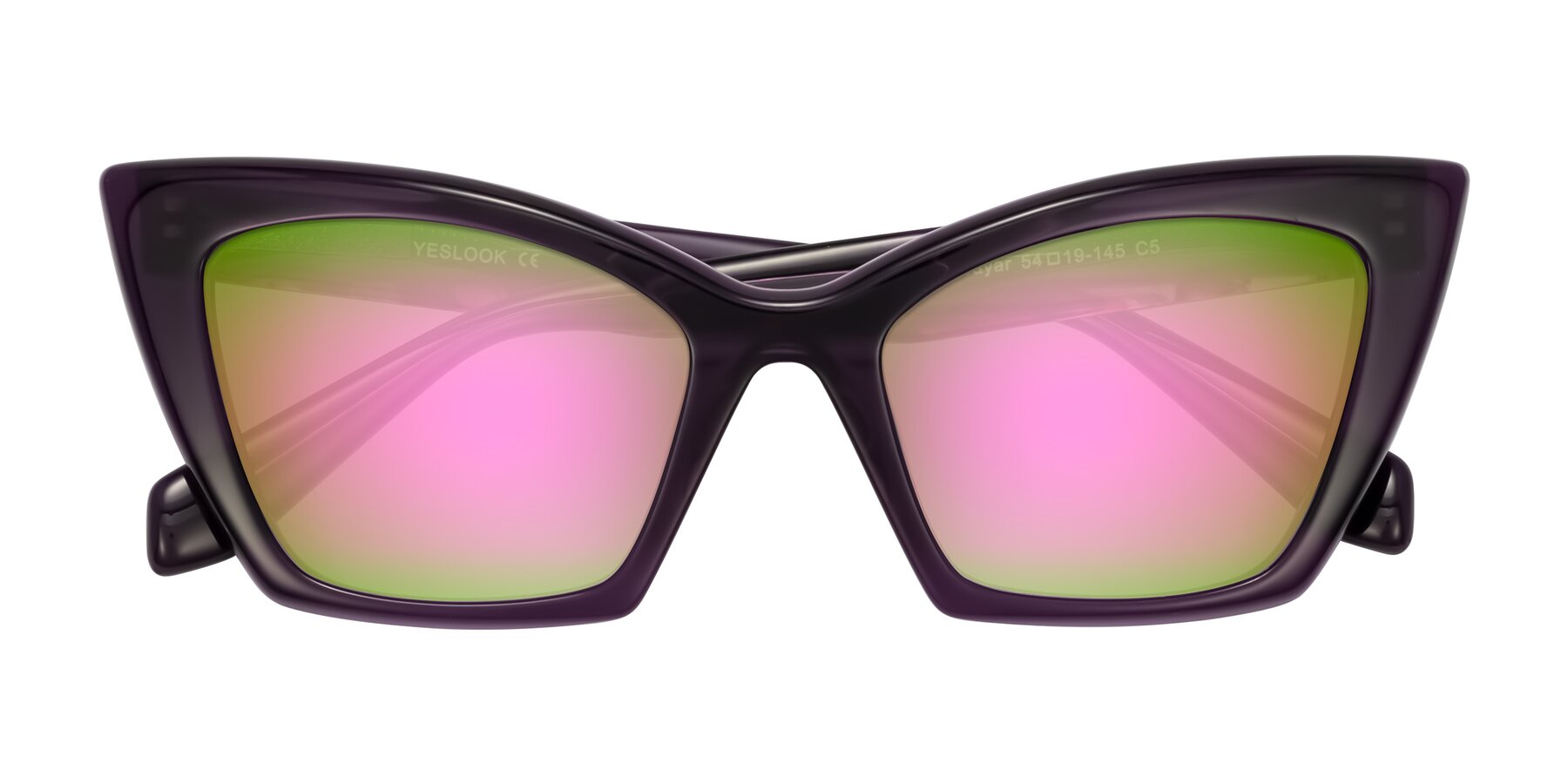 Folded Front of Wayar in Eggplant with Pink Mirrored Lenses