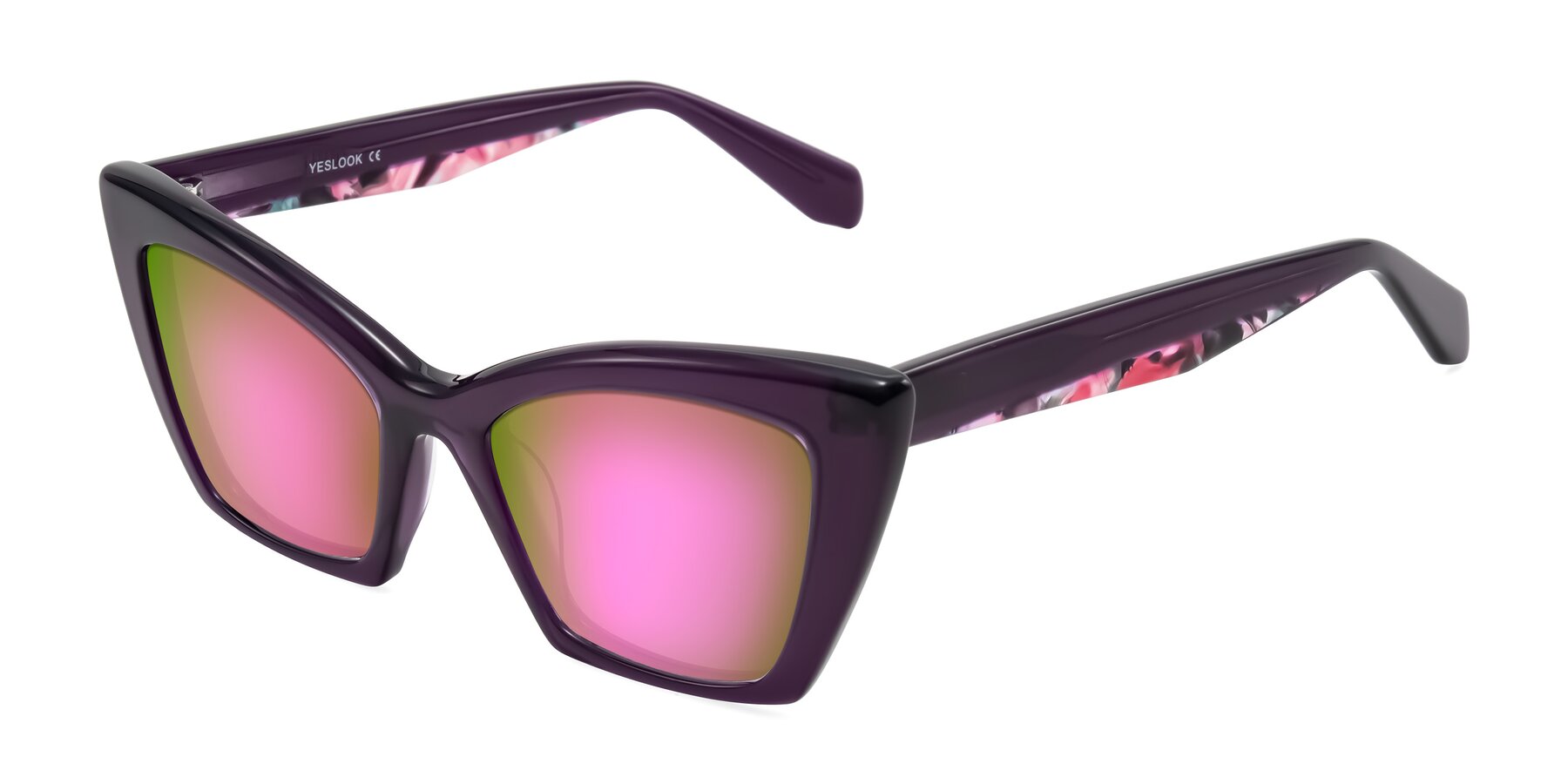 Angle of Wayar in Eggplant with Pink Mirrored Lenses