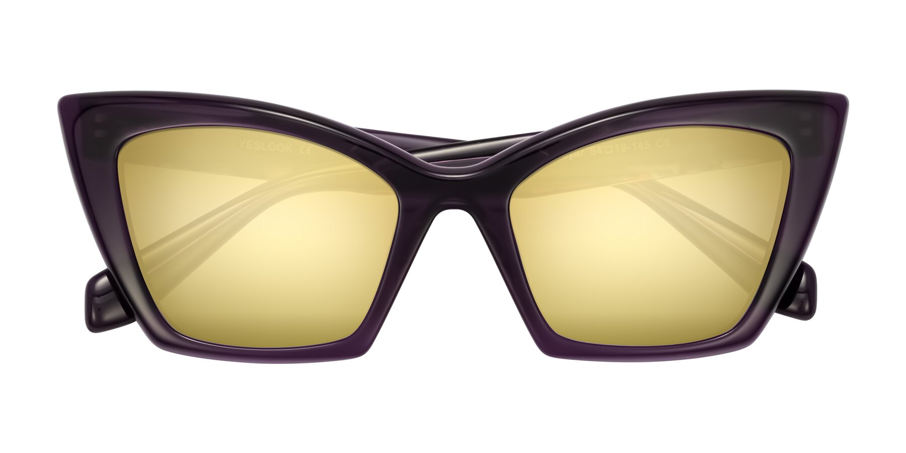 Folded Front of Wayar in Eggplant with Gold Mirrored Lenses