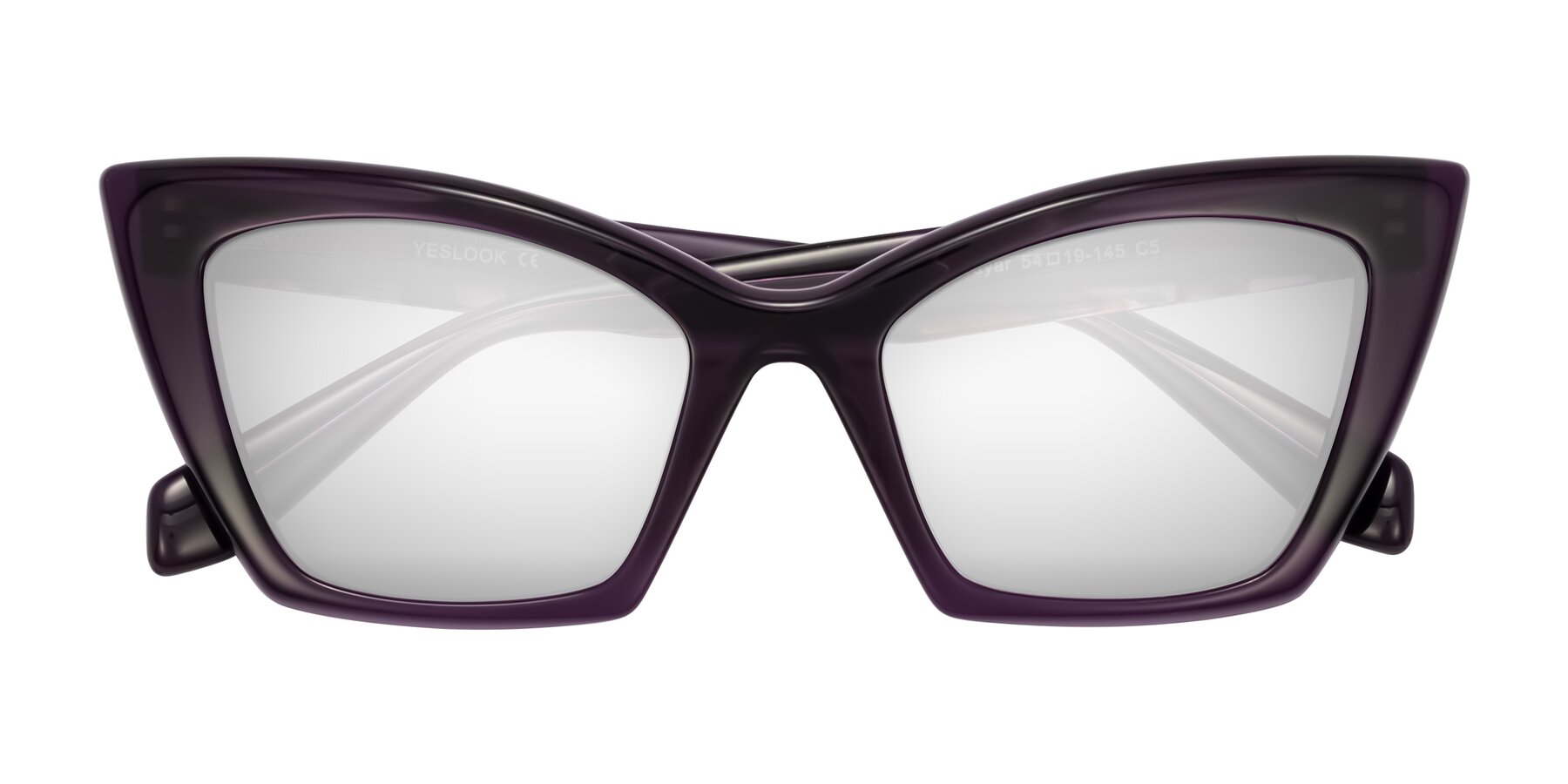 Folded Front of Wayar in Eggplant with Silver Mirrored Lenses