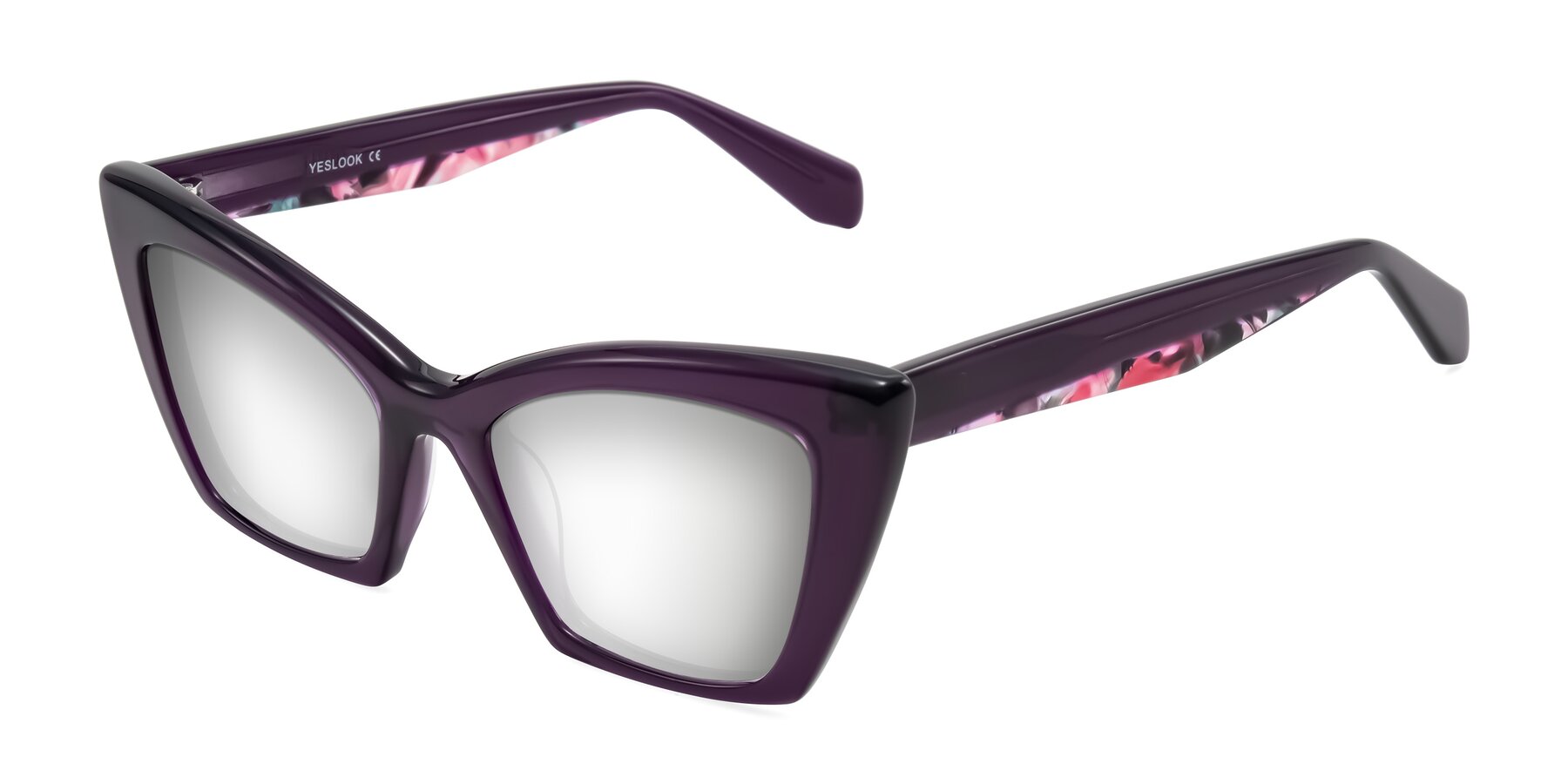 Angle of Wayar in Eggplant with Silver Mirrored Lenses