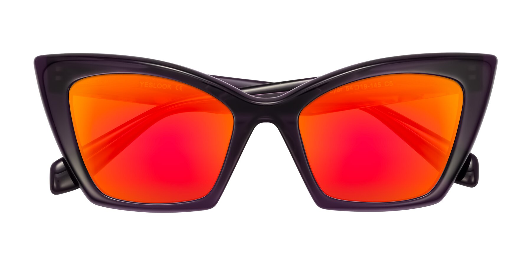 Folded Front of Wayar in Eggplant with Red Gold Mirrored Lenses
