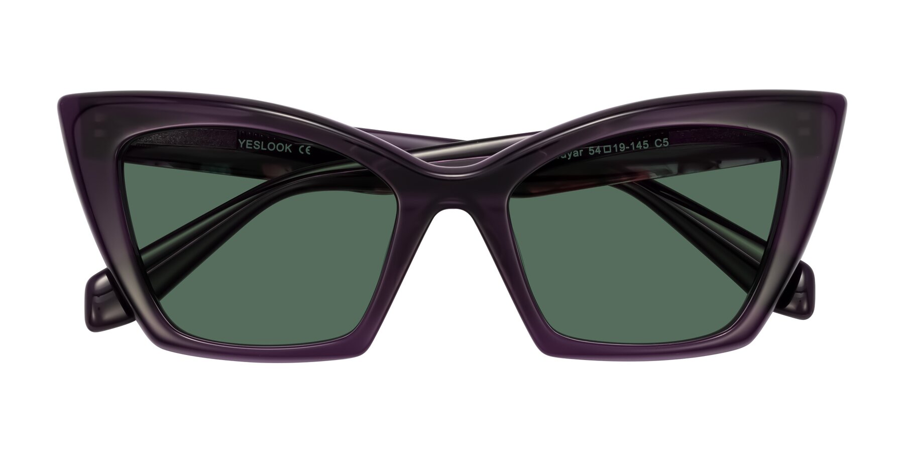 Folded Front of Wayar in Eggplant with Green Polarized Lenses