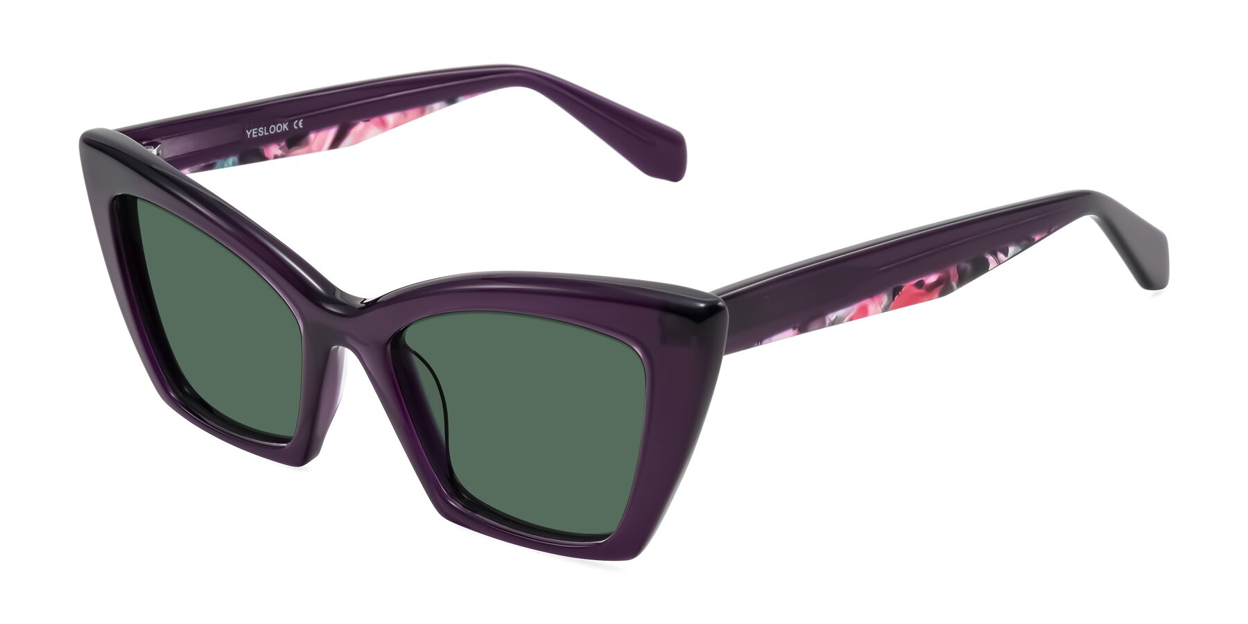 Angle of Wayar in Eggplant with Green Polarized Lenses