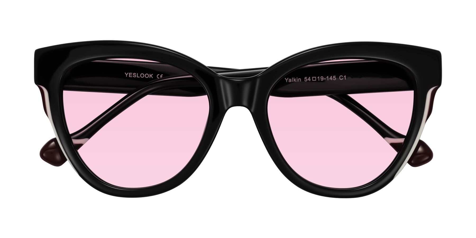 Folded Front of Yalkin in Black with Light Pink Tinted Lenses
