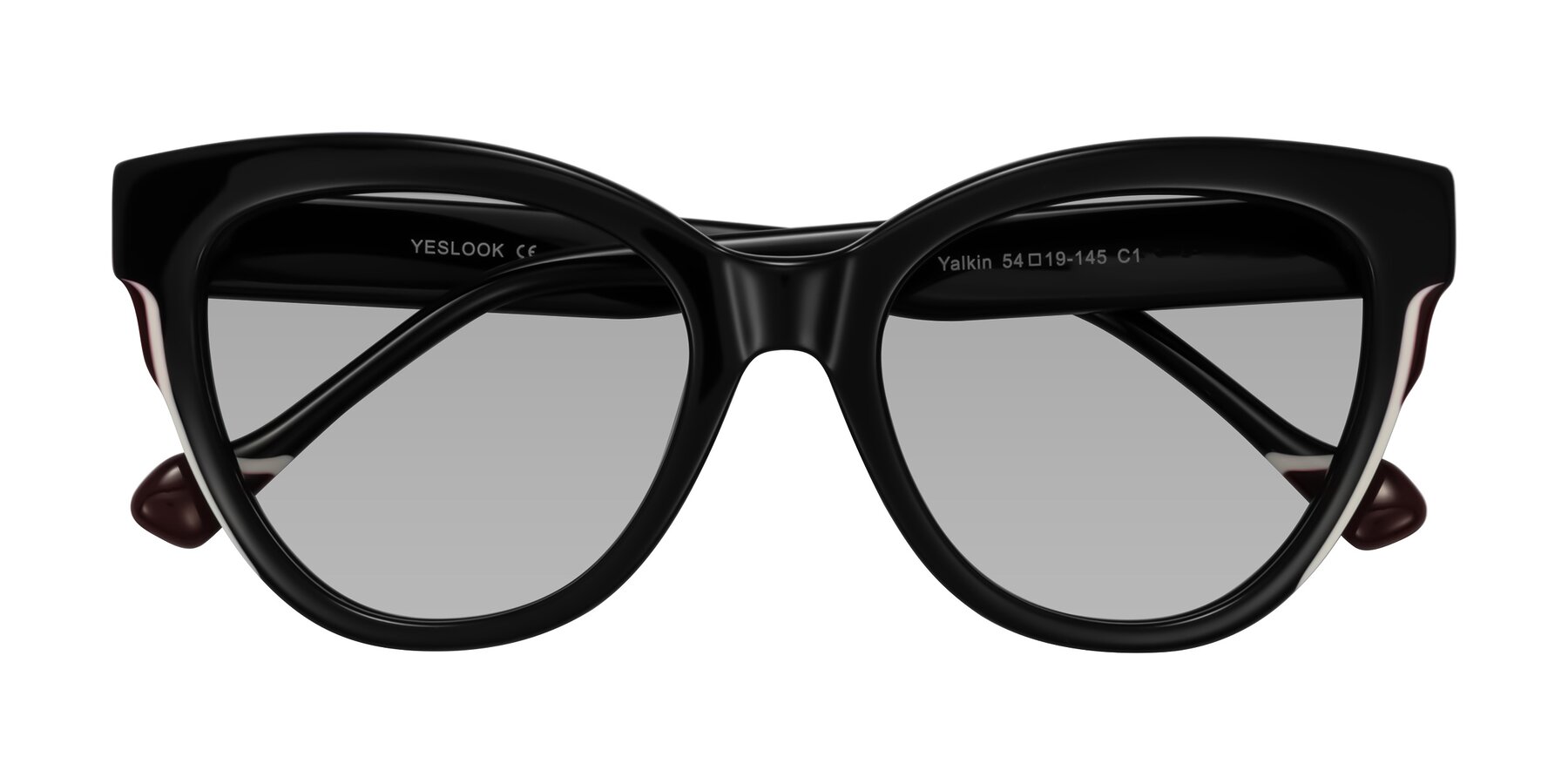 Folded Front of Yalkin in Black with Light Gray Tinted Lenses