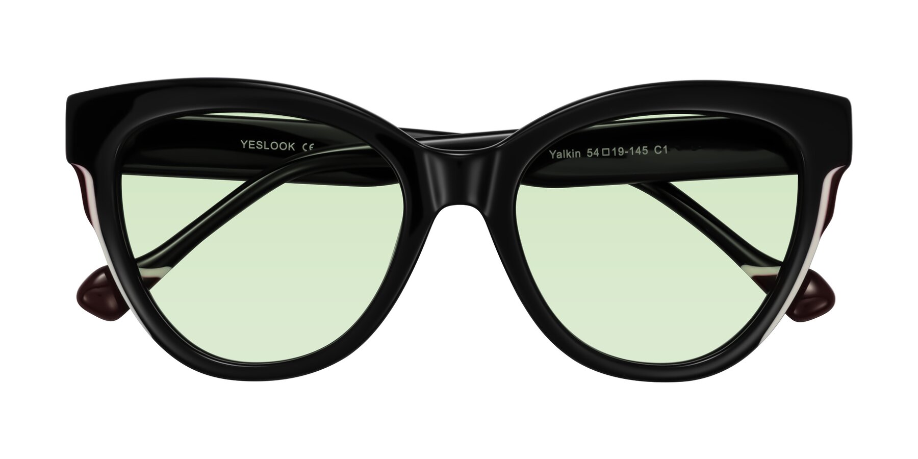 Folded Front of Yalkin in Black with Light Green Tinted Lenses