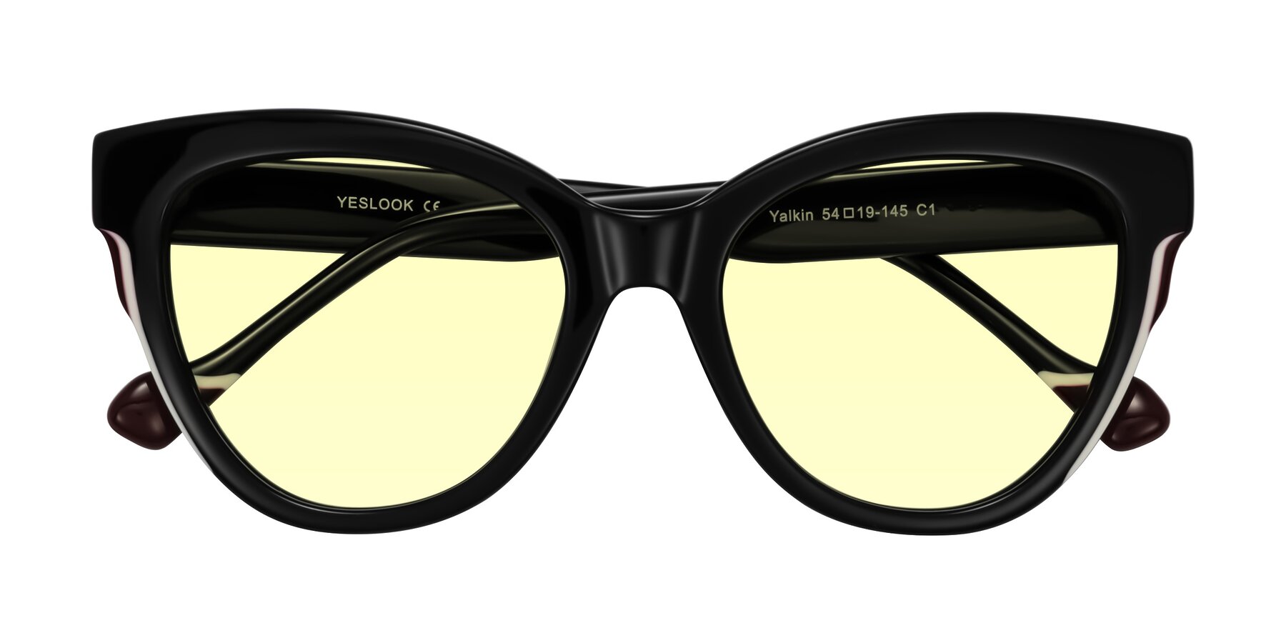Folded Front of Yalkin in Black with Light Yellow Tinted Lenses