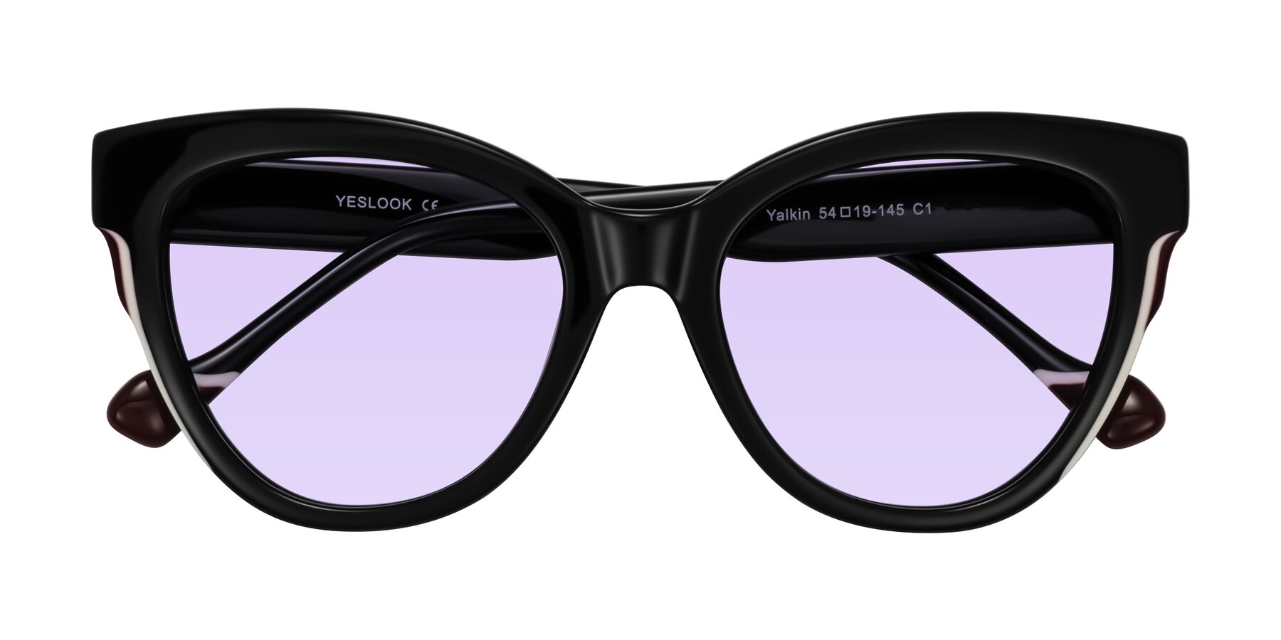 Folded Front of Yalkin in Black with Light Purple Tinted Lenses