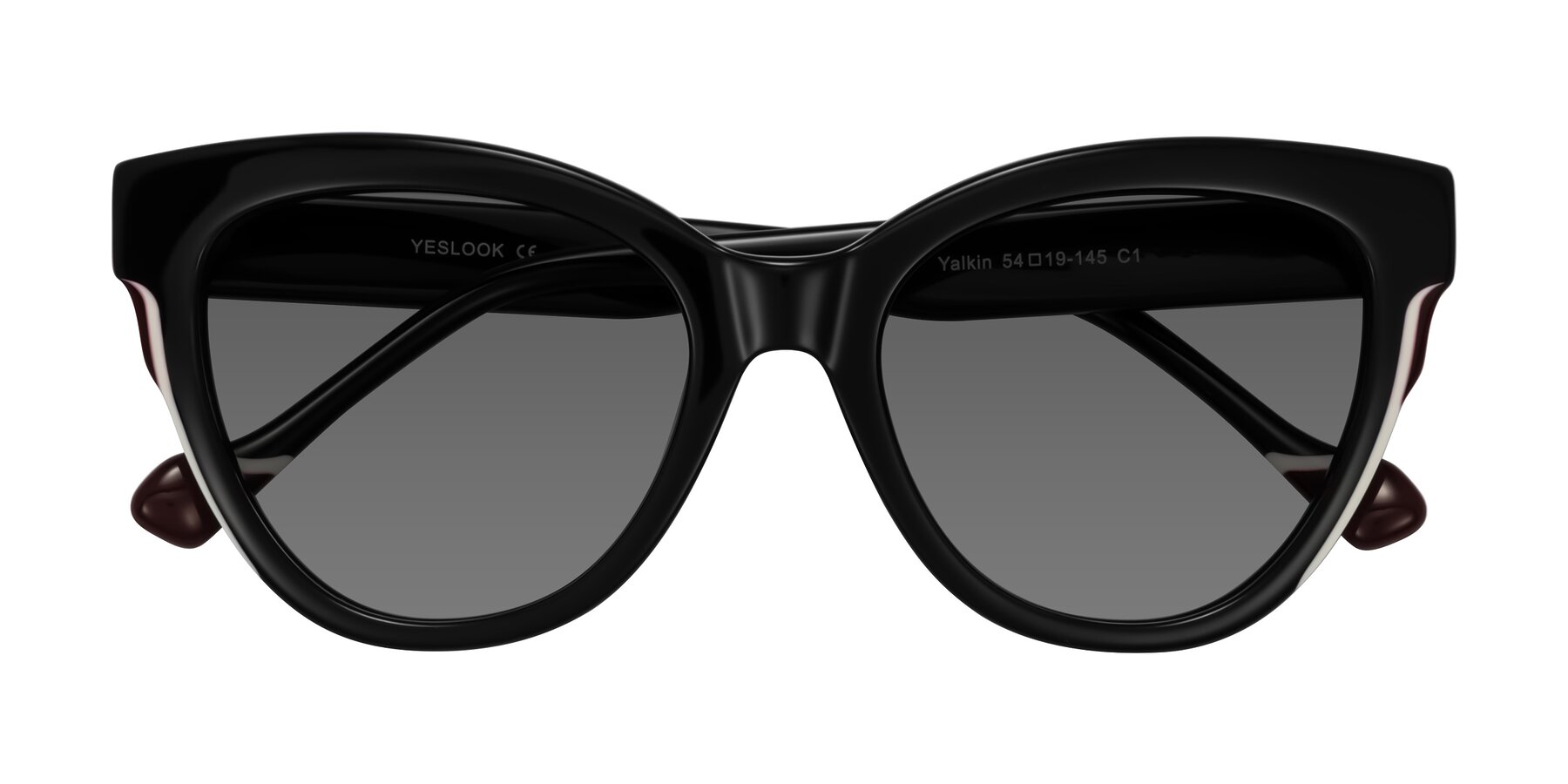 Folded Front of Yalkin in Black with Medium Gray Tinted Lenses