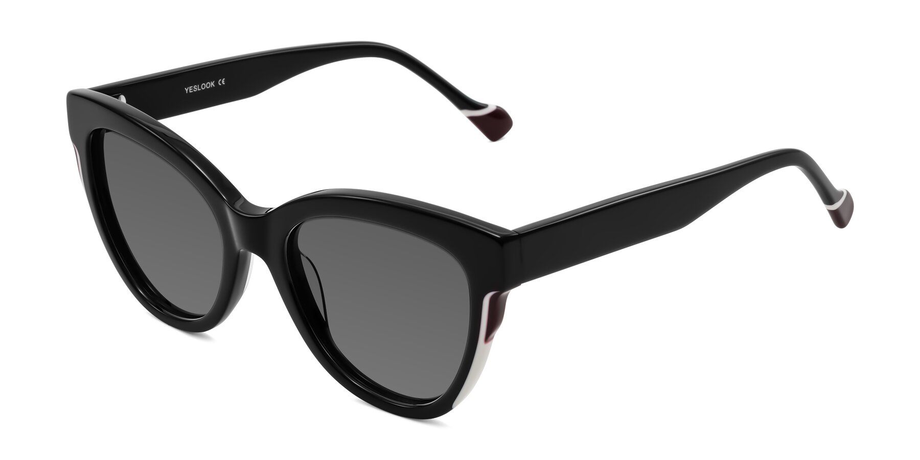 Angle of Yalkin in Black with Medium Gray Tinted Lenses