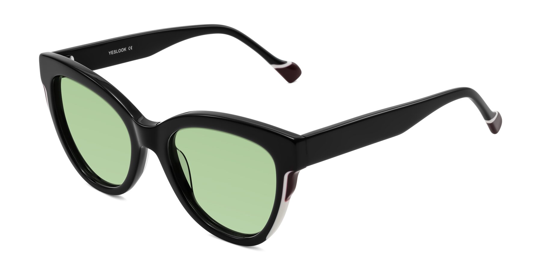 Angle of Yalkin in Black with Medium Green Tinted Lenses