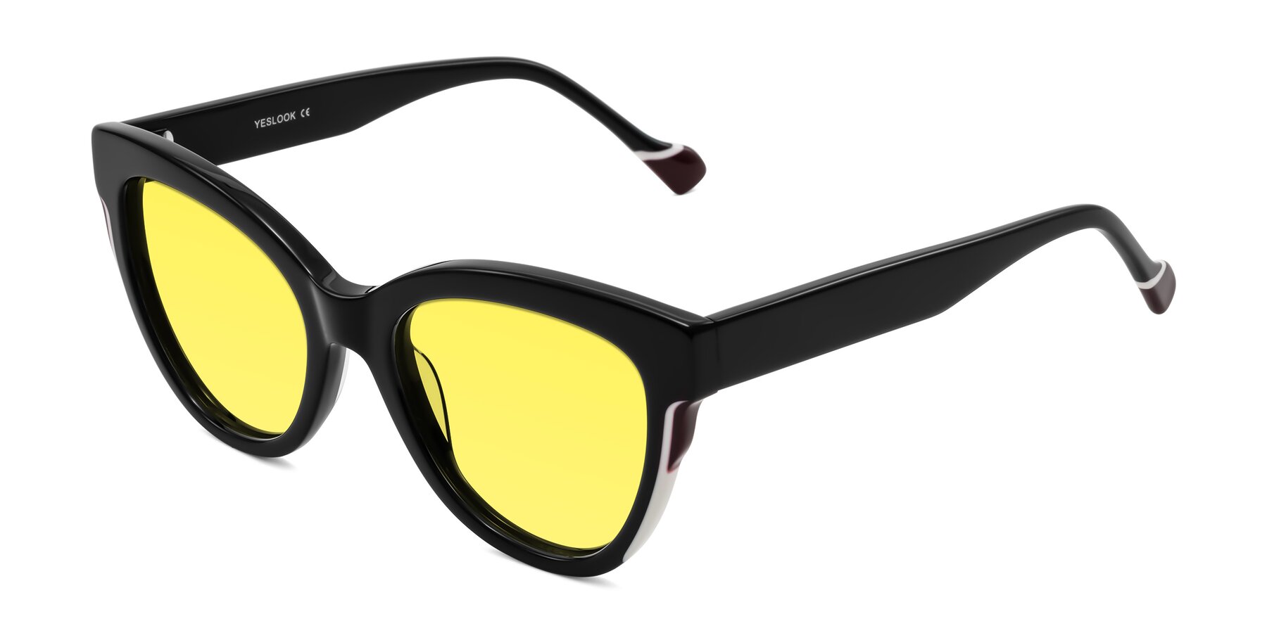 Angle of Yalkin in Black with Medium Yellow Tinted Lenses