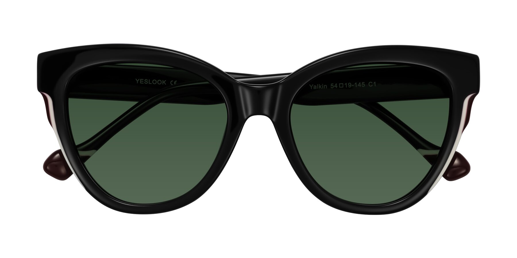 Folded Front of Yalkin in Black with Green Tinted Lenses
