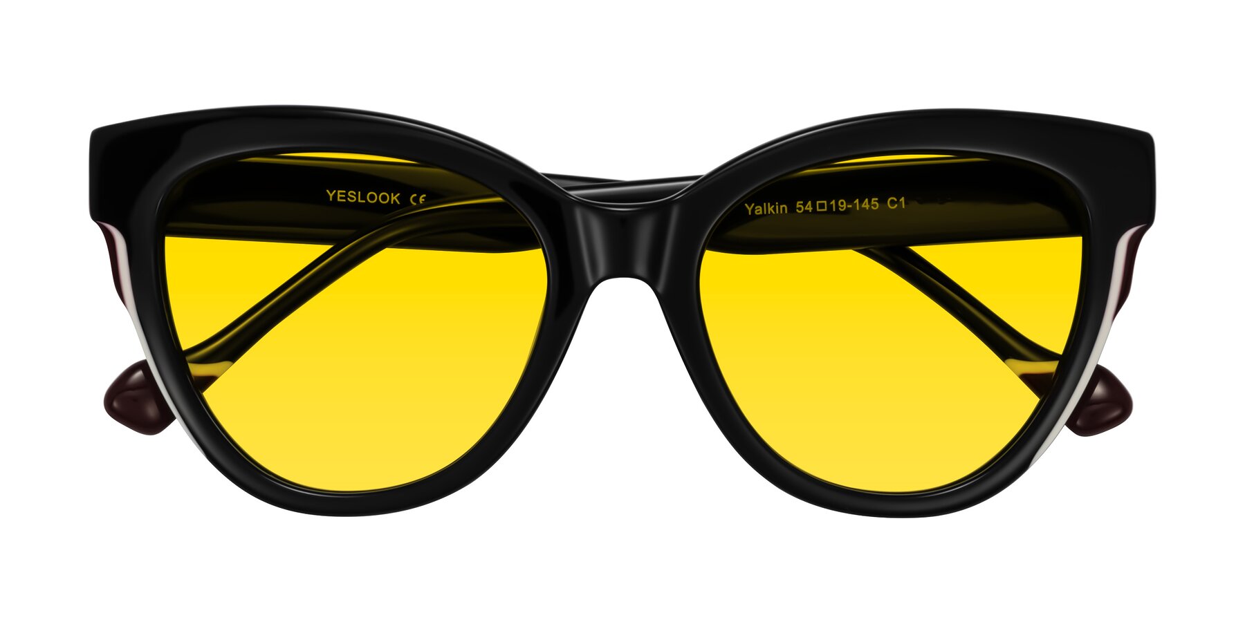 Folded Front of Yalkin in Black with Yellow Tinted Lenses